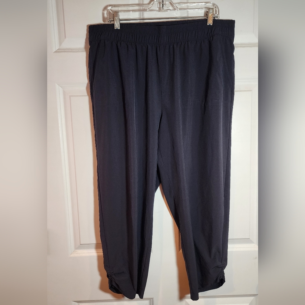 T By Talbots Navy Blue Elastic Waist Pull-On Crop Pants XL